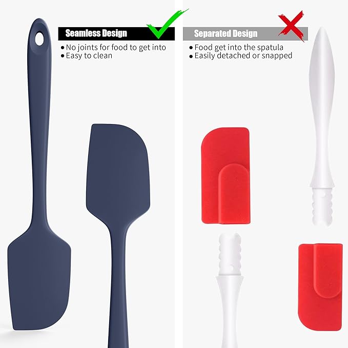 Doosu 600°F Heat Resistant Silicone Spatula for Baking (11.4in, Navy Blue)