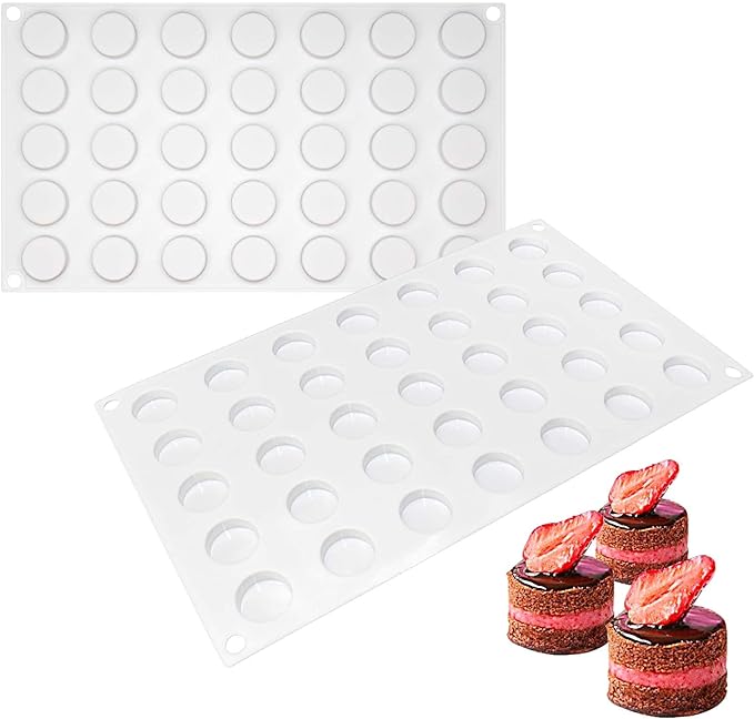 Funshowcase Mini Round Disc Silicone Mold Tray per Cavity 0.9x0.9x0.4inch 35 Cavities