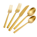 DEACORY Gold Silverware Set Matte Finish Hexagon Handle Service for 8