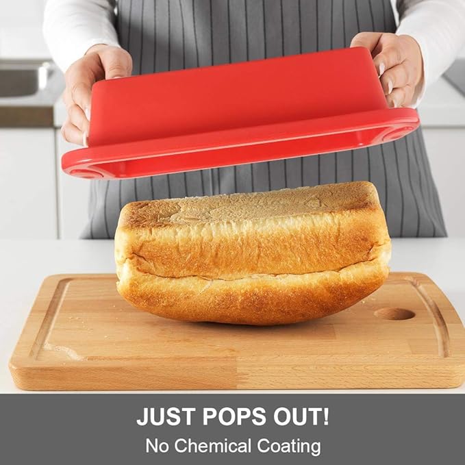 Silicone Bread and Loaf Pans (2 Pack) - Nonstick Silicone Baking Mold for Homemade Loaf, Bread and Meatloaf