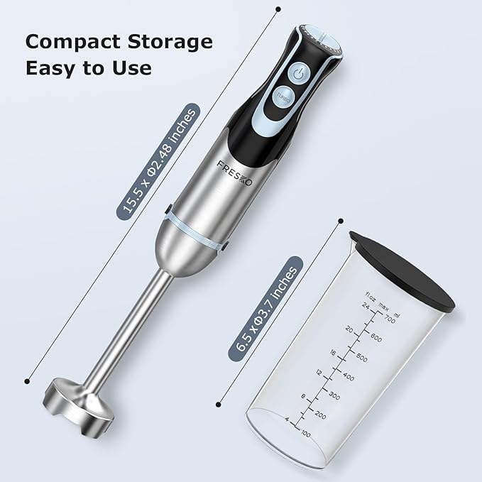 Immersion Blender Handheld, 2-In-1 Hand Blender with 12-Speeds & Turbo Mode