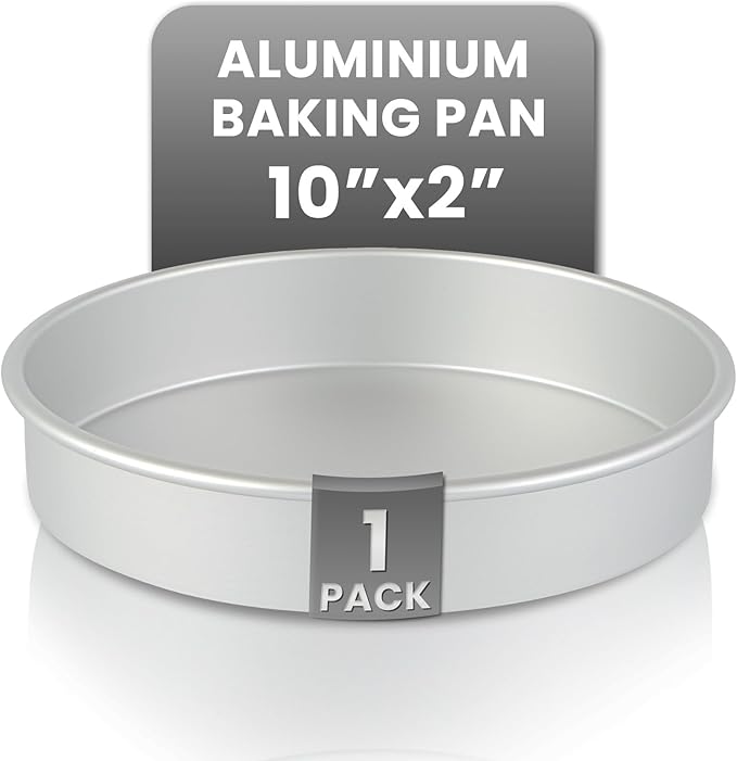 Restaurantware Aluminum Straight-Sided Cake Pan - Pack of 1 - Met Lux 10 x 2 Inches Round Baking Tin, Greaseproof, Even-Heating, Freezable - Anodized Aluminum Round Cake Pan Ideal For Baking