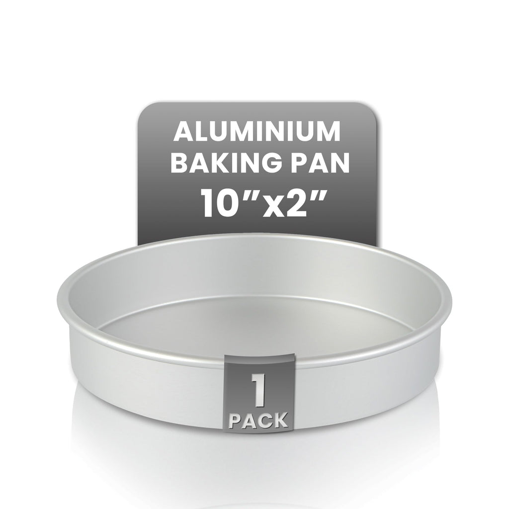 Restaurantware Aluminum Straight-Sided Cake Pan - Pack of 1 - Met Lux 10 x 2 Inches Round Baking Tin, Greaseproof, Even-Heating, Freezable - Anodized Aluminum Round Cake Pan Ideal For Baking
