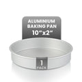 Restaurantware Aluminum Straight-Sided Cake Pan - Pack of 1 - Met Lux 10 x 2 Inches Round Baking Tin, Greaseproof, Even-Heating, Freezable - Anodized Aluminum Round Cake Pan Ideal For Baking