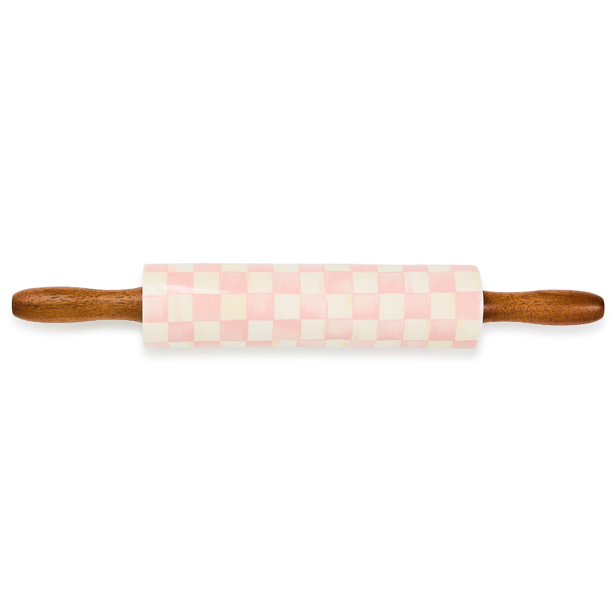MACKENZIE-CHILDS Ceramic Rolling Pin, Pink-and-White Rosy Check