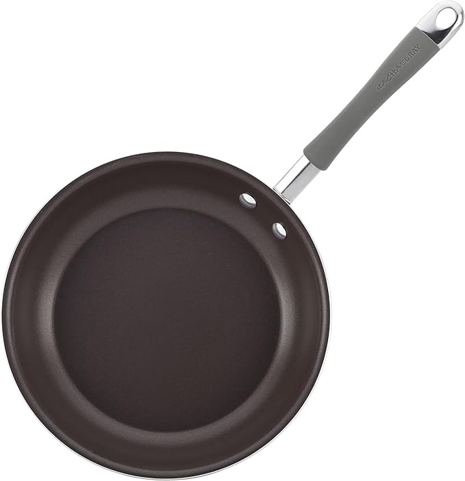 Rachael Ray Cucina Nonstick Cookware, Sea Salt Gray Pots and Pans Set, 12-Piece