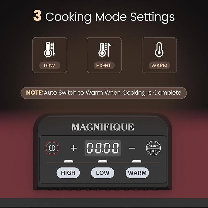 4 Quart Casserole Programmable Slow Cooker with Ceramic Baking Dish - Perfect Kitchen Small Appliance for Family Dinners, Oven Safe and Durable Bakeware for Lasagna, Roasts, Red