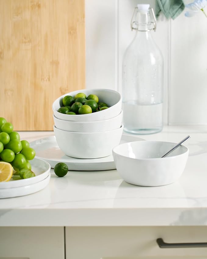 Famiware Mars Stoneware Dinnerware Set for 4, White