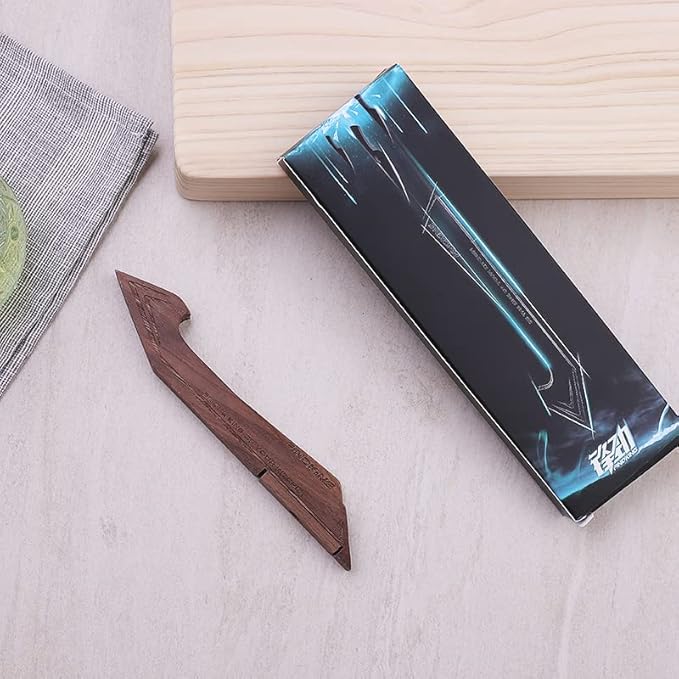 FINDKING Magnetic Edge Guard with Stand, Walnut Wood Blade Cover & Mini Knife Block for Counter Storage, Portable Protector for 5" Paring Knife
