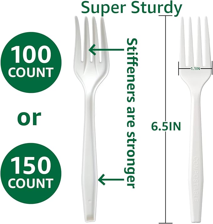 BIOCEAN 100% Compostable No Plastic Knives Forks Spoons Utensils, The Heavyweight Heavy Duty Flatware is Eco Friendly Products for Lounge Party Wedding BBQ Picnic Camping.