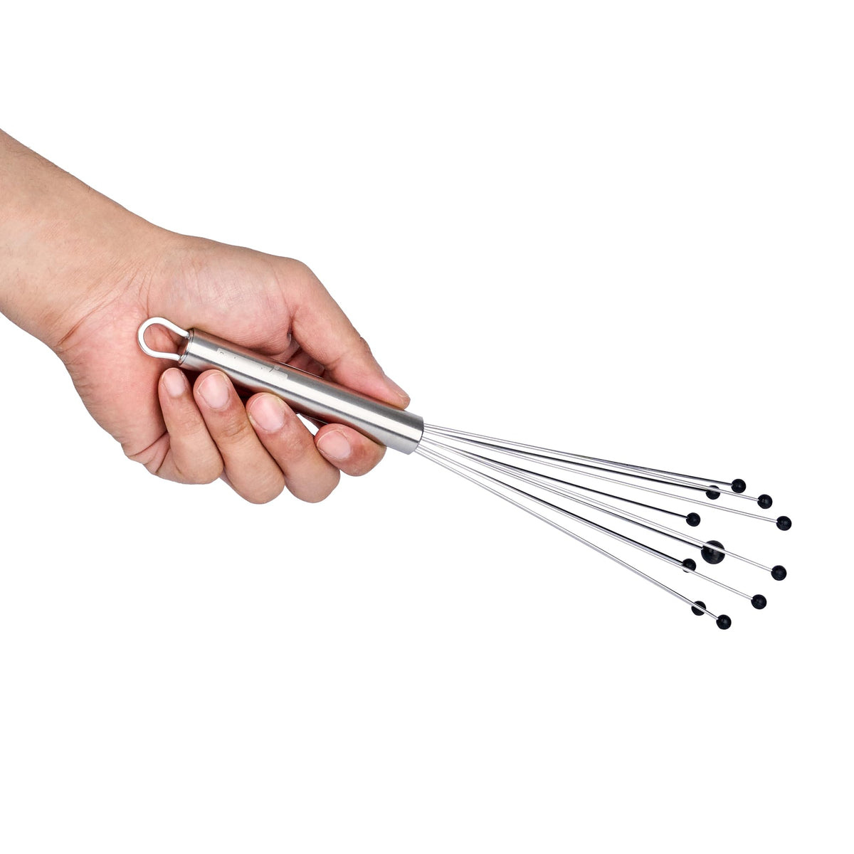 Restaurantware 10.5 in Stainless Steel Ball Whisk with Silicone Tips - 6 Pack - German Standard Sauce & Gravy Whisk, Non-Scratch, Dishwasher Safe - Non-Stick Safe Silicone Ball Whisk for Baking