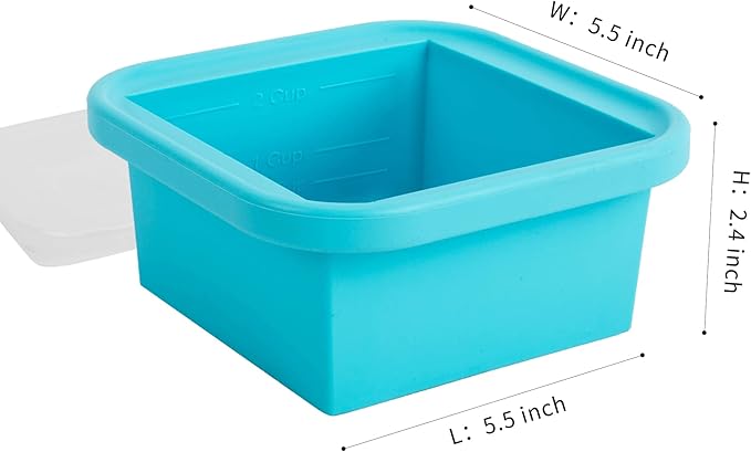 NAKTOW 2 Cup Silicone Freezer Tray with Lid, 2 Pack Large Portion Food Freezing Containers for Soup, Broth, Chili, Sauce & Meal Prep, Steel Reinforced Rim, Easy Release, BPA Free, Dishwasher Safe
