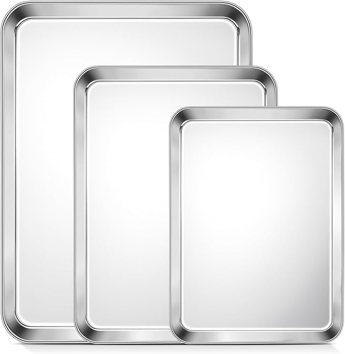 TeamFar Baking Sheet, Cookie Sheets Baking Pans Set of 3, 16/12.5/10.5 Inch