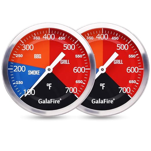 GALAFIRE BBQ Thermometer Gauge, 2 Pack, 3 3/16 inch Large Dial Temp Gauge