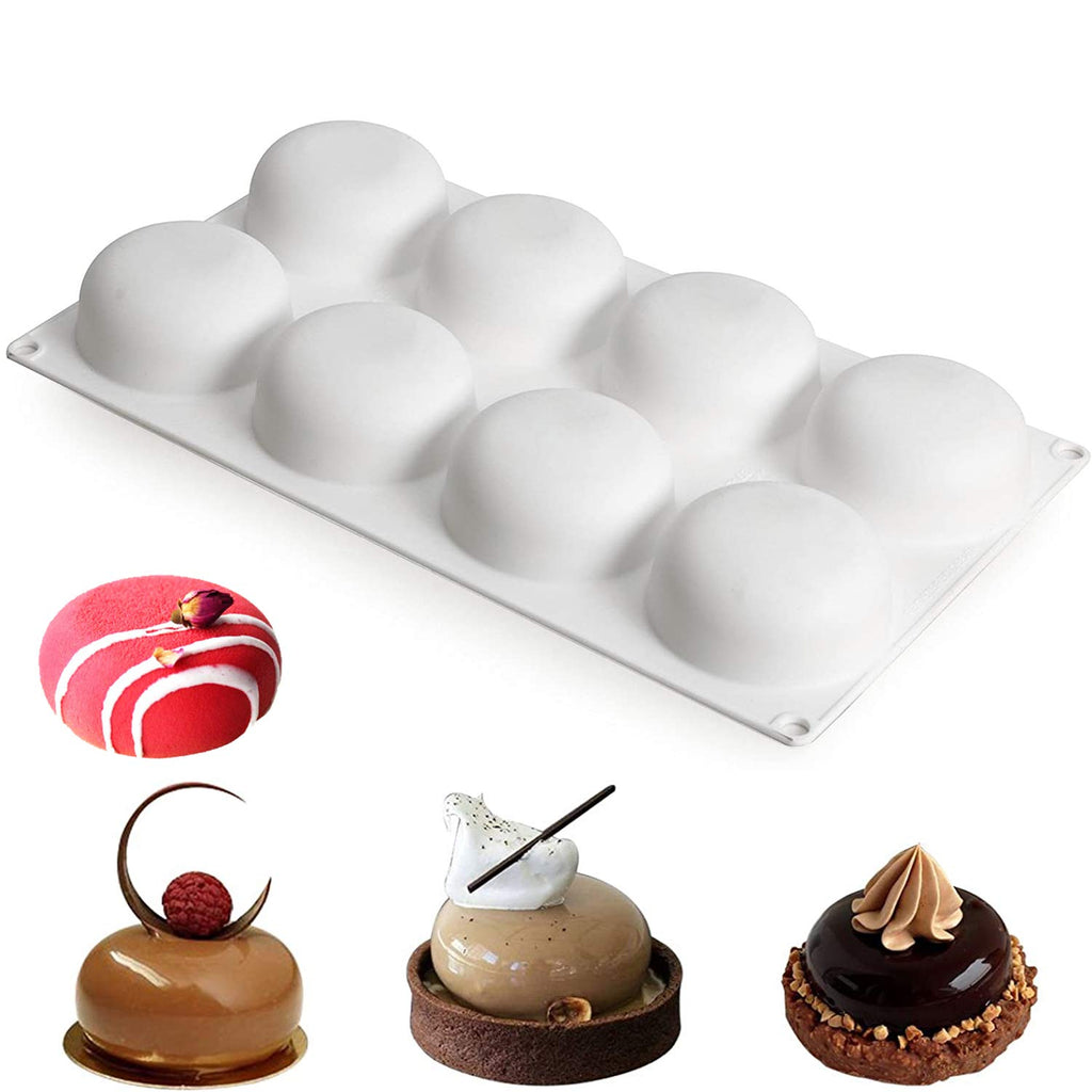 OCPO Kitchen Stone Round Silicone Mold for Baking Mousse Cake, 8 Cavities