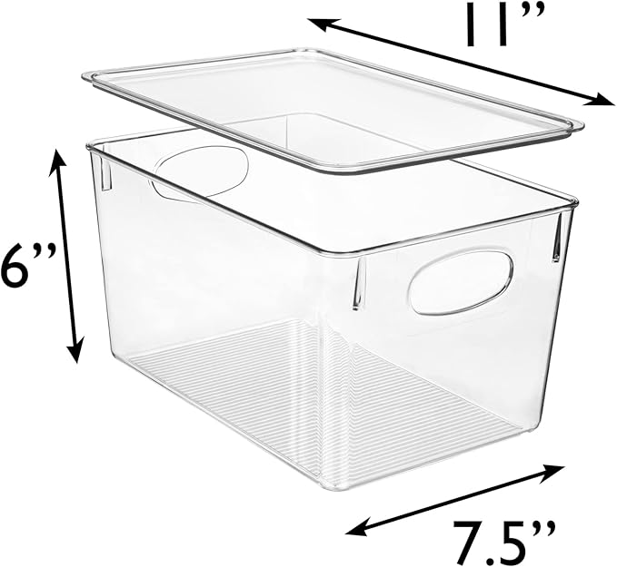 CLEARSPACE Plastic Storage Bins With lids – Perfect Kitchen Fridge Organizer, Pantry Organization, Cabinet Organizers (4 Pack)