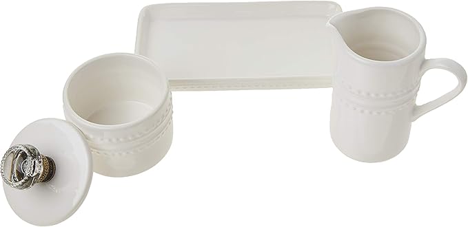 Mud Pie 47800002 Farmhouse Inspired Vintage Doorknob Cream and Sugar Set, One Size, White