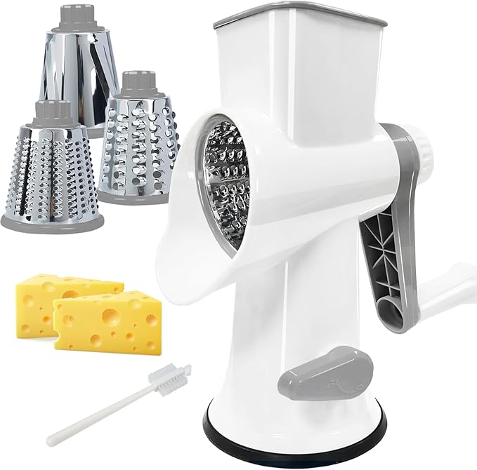 GOTOSOBAY Cheese Grater with Handle,Multifunctional Rotary Cheese Grater