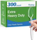 Dealusy 300 Count Clear Plastic Spoons Disposable, BPA-Free, Heat Resistant, Solid and Durable Disposable Spoons Heavy Duty Bulk, Premium Spoons plastic disposable for Party Supply