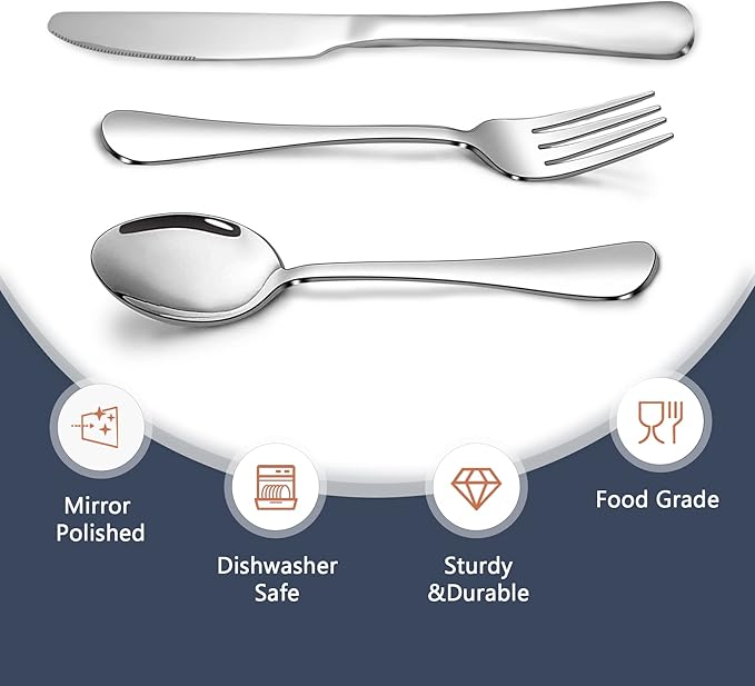 24-Piece Silverware Set, Flatware Set for 8, Food-Grade Stainless Steel Tableware Cutlery Set, Mirror Finished Utensil Sets for Home Restaurant