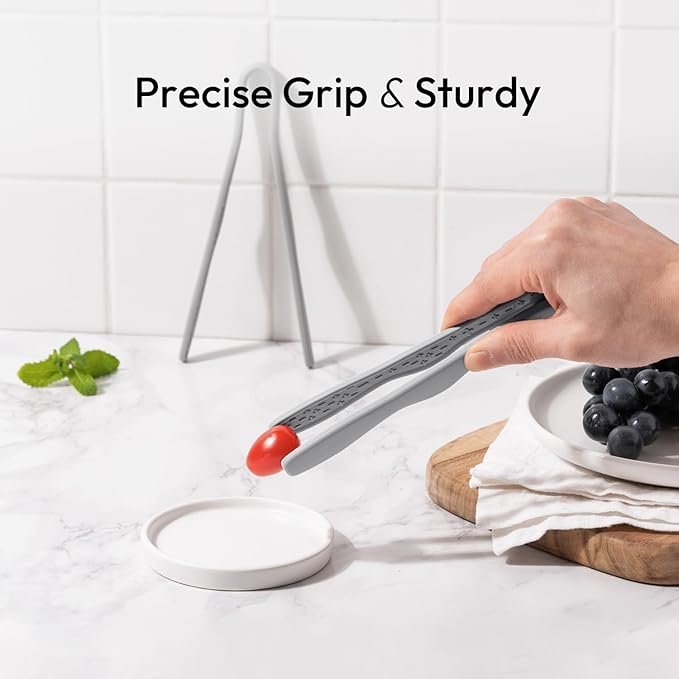 Carrotez Mini Silicone Toaster Tongs, 7 inches, 1 Pack, Gray