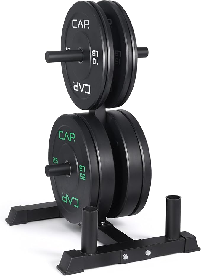 CAP 190lb Economy Olympic Bumper Plate Set with Compact Storage Rack