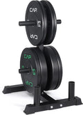 CAP 190lb Economy Olympic Bumper Plate Set with Compact Storage Rack