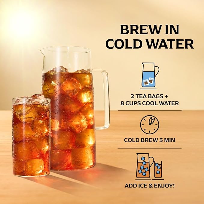 Lipton Cold Brew Black Tea Bags, Family Size,132 Total Bags (22 Ct 6-Pack)