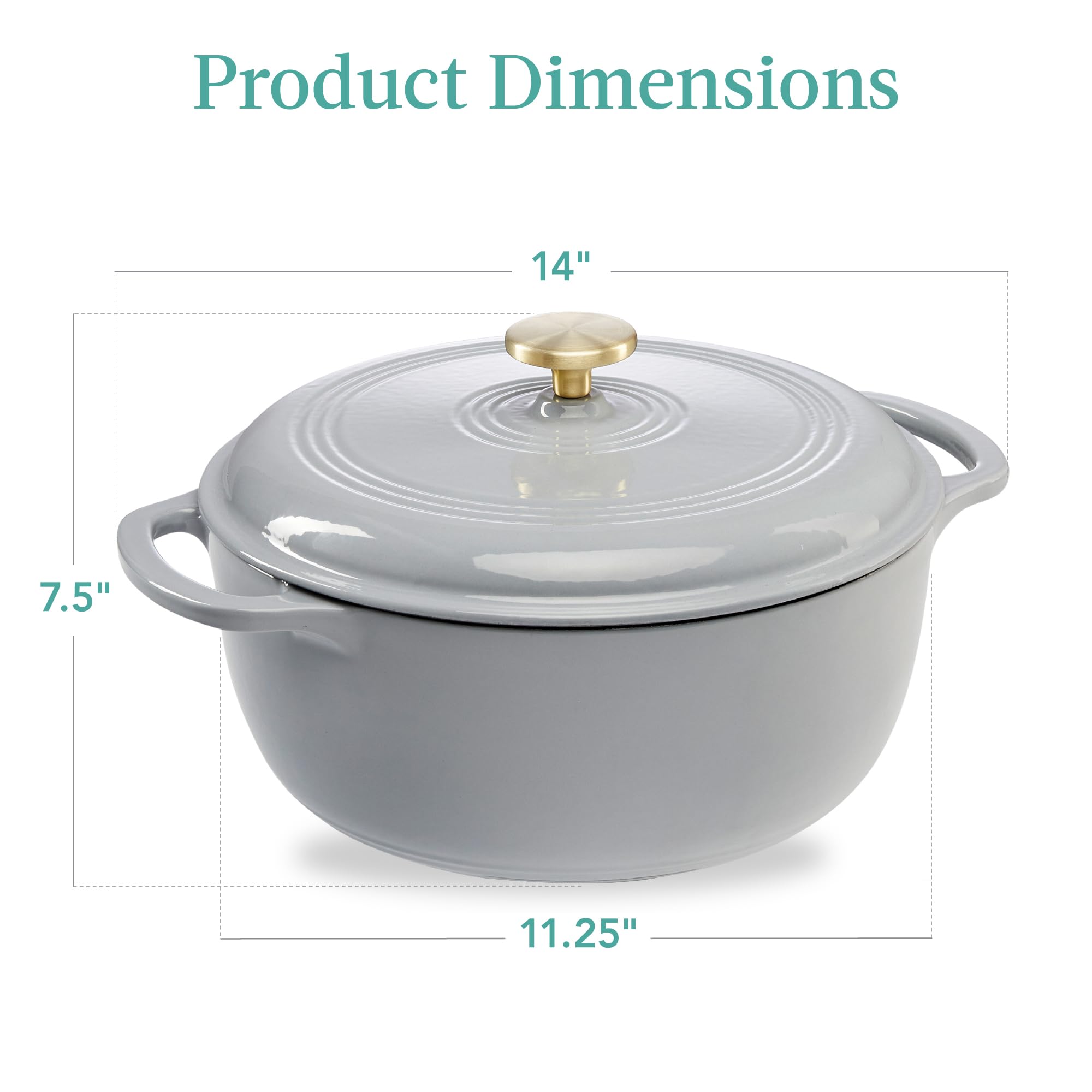 Best Choice Products 6 Quart Enamel Cast-Iron Round Dutch Oven, Family Style Heavy-Duty Pre-Seasoned Cookware for Home, Kitchen, Dining Room, Oven Safe w/Lid, Dual Handles - French Gray