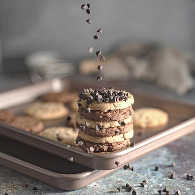 HAPPIELS 10 x 15 inch Nonstick Jelly Roll Sheet Pan 2-Pack, PFOA & BPA Free
