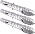 HINMAY 7-Inch Small Stainless Steel Serving Tongs, Set of 3 (Silver)