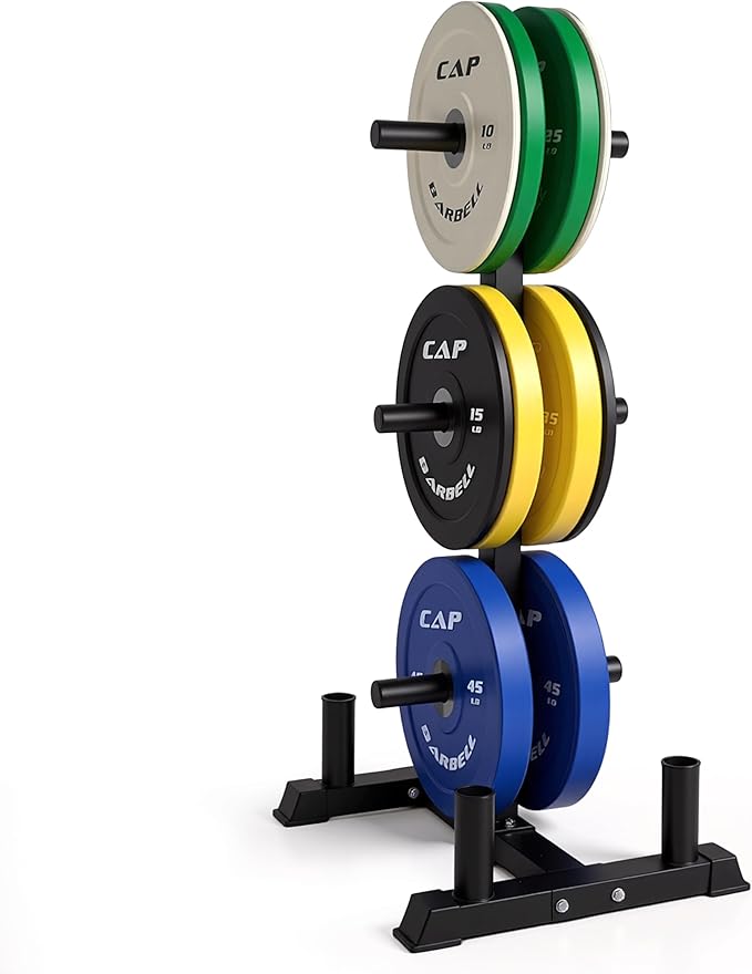 CAP 260lb Competition Olympic Bumper Plate Set with Storage Rack