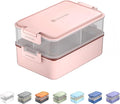linoroso Stackable 2-Tier Adult Bento Box, 4 Compartments - Frozen Berry