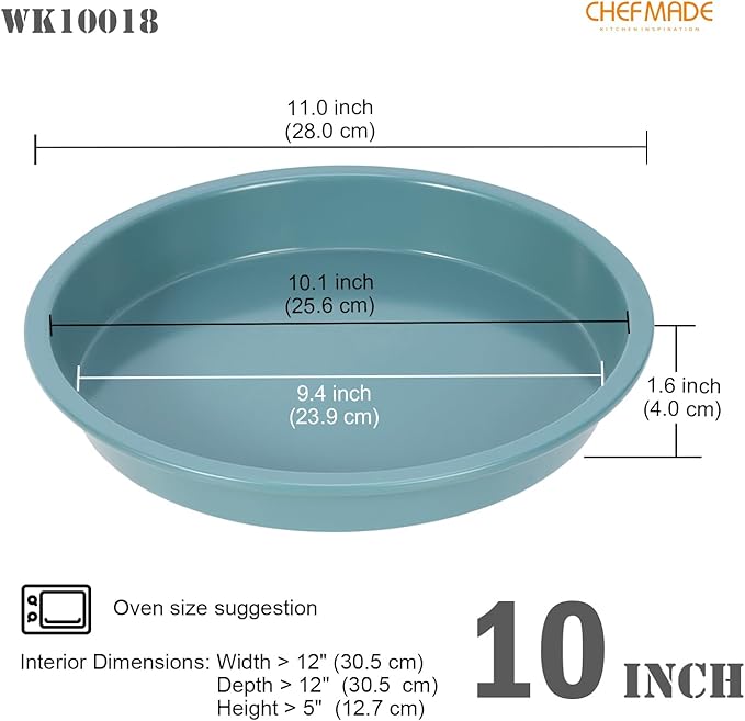 CHEFMADE Round Cake Pan, Non-Stick 10-Inch for Pizza & Pie (Green)
