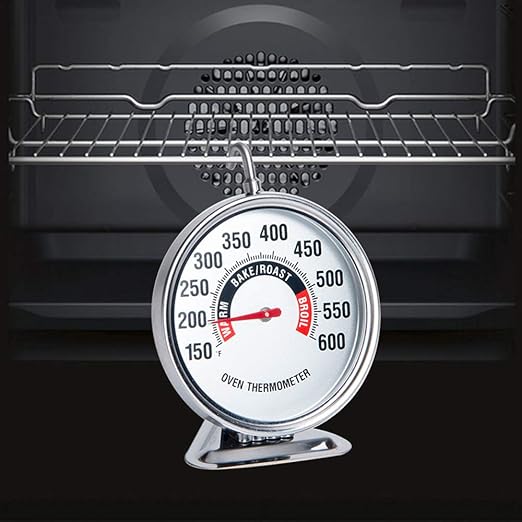Oven Thermometer Extra Large 3" with Easy-Read Dial | 150-600F Pro Accurate Temp Gauge for Kitchen, Baking, Grill & Meat | Hang or Stand for Gas/Electric Ovens