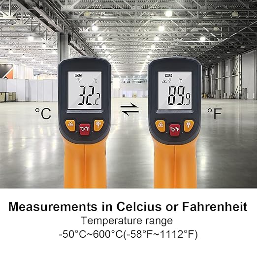 Ketotek Digital Infrared Thermometer Temperature Gun -58°F to 1112 °F(-50°C to 600°C) Handheld Non Contact IR Laser Thermometer KT600Y for Cooking Meat Refrigerator Pool Pizza Oven BBQ Food