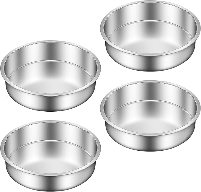 Ohtomber 8 Inch Stainless Steel Layer Cake Pan, Set of 4