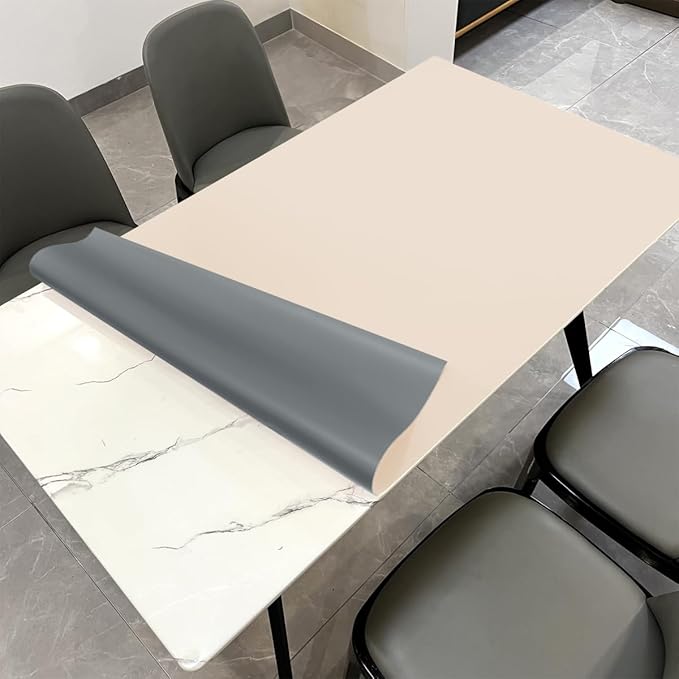 Zinkooat Table Pad for Dining Room Table - Can Be Used On Both Sides Waterproof and Easy to Clean Good Flatness Used for Dining Table(Off White+Light Gray 44x72)
