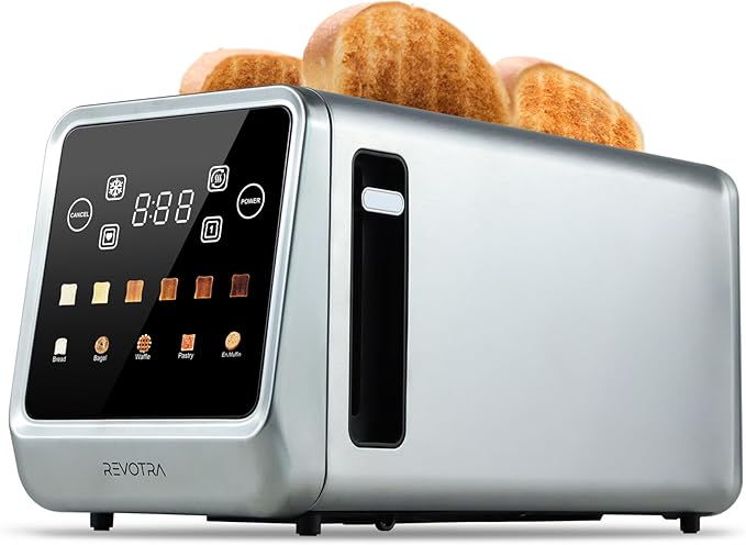 Long Slot Toaster 4 Slice, Touch Screen LED Display, 1.5” Extra Wide Slots