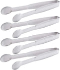 HINMAY Mini Tongs 5-3/4 Inch Stainless Steel Small Serving Tongs, Set of 4
