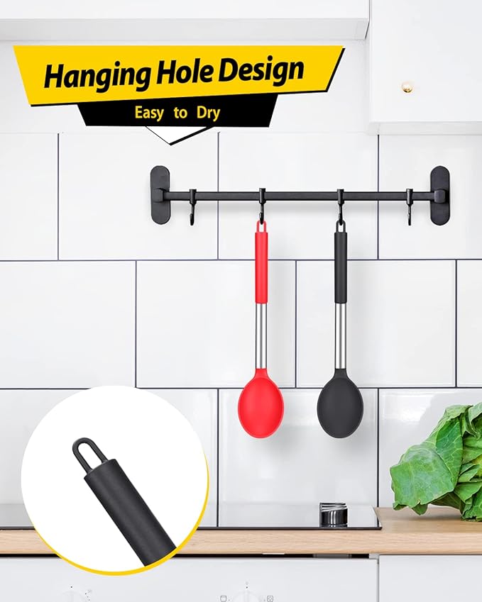 BUNDLEPRO Silicone Cooking Spoons for Non Stick Cookware, 2 Pack