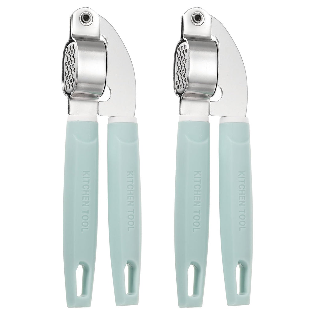 uxcell 2pcs Garlic Press, 7.7 Inch Stainless Steel Garlic Crusher and Peeler for Home Cooks and Professional Chefs, Blue