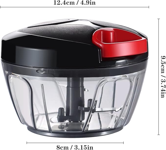 Cambom Manual Food Chopper Vegetable Cutter, Hand String Vegetable Chopper Onions Cutter for Vegetable Fruits Nuts BPA Free Food Safe Material, 500ml Black