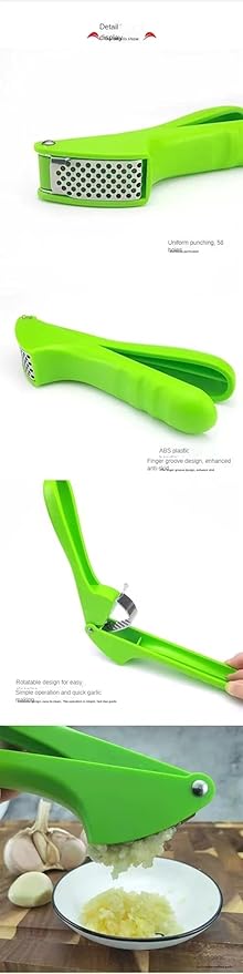 HXLIANG Garlic Press Dicer Wheel, Plastic Garlic Masher, Simple Household Manual Kitchen Tool with Garlic Press Box (rotundity)