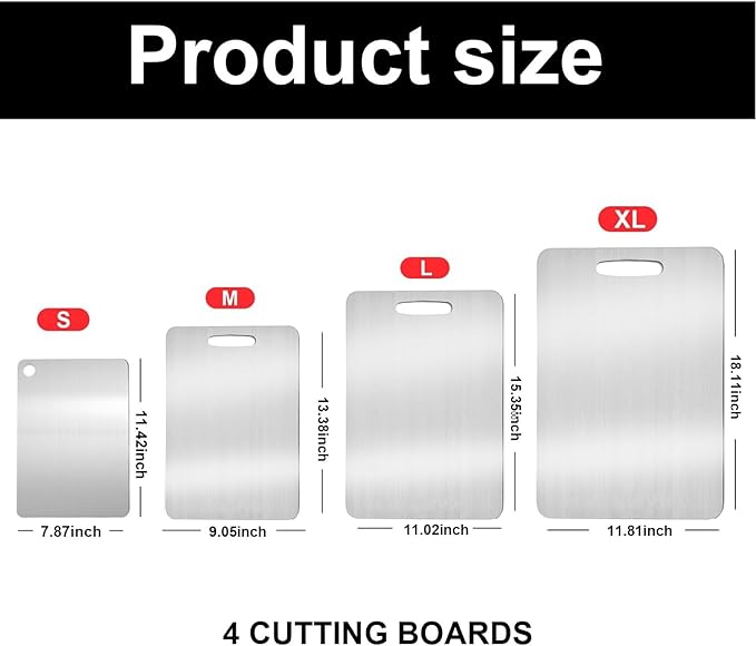 Katori Titanium Cutting Board Set of 2,100% Pure Titanium Cutting Boards for Kitchen Non Toxic,Double Sided Dishwasher Safe Cutting Board for Meat,Fruits and Vegetables,Easy To Clean(2PC-M+XL)