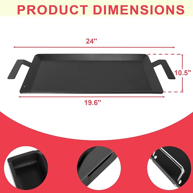 Universal Carbon Steel Griddle for Gas Grill, Stove top & Induction Cooktop