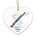 Customized Name & Year Flute Christmas Ceramic Ornament Gifts for Flutist, Flute Musician Christmas Ornaments Tree, Personalized Musical Instrument Lover Ceramic Keepsake 2026, Flutist Ornament Xmas