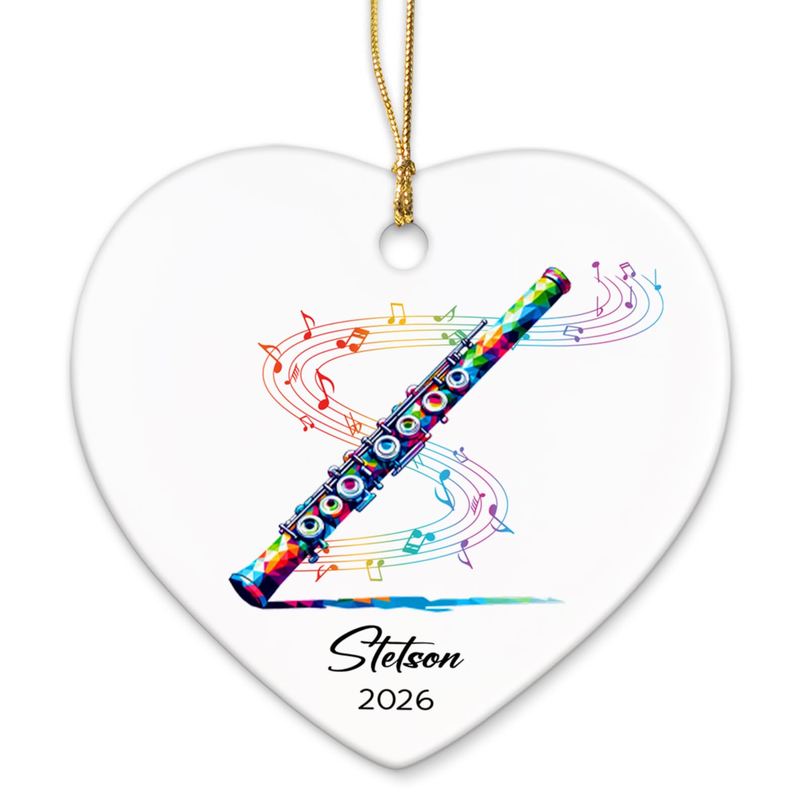 Customized Name & Year Flute Christmas Ceramic Ornament Gifts for Flutist, Flute Musician Christmas Ornaments Tree, Personalized Musical Instrument Lover Ceramic Keepsake 2026, Flutist Ornament Xmas