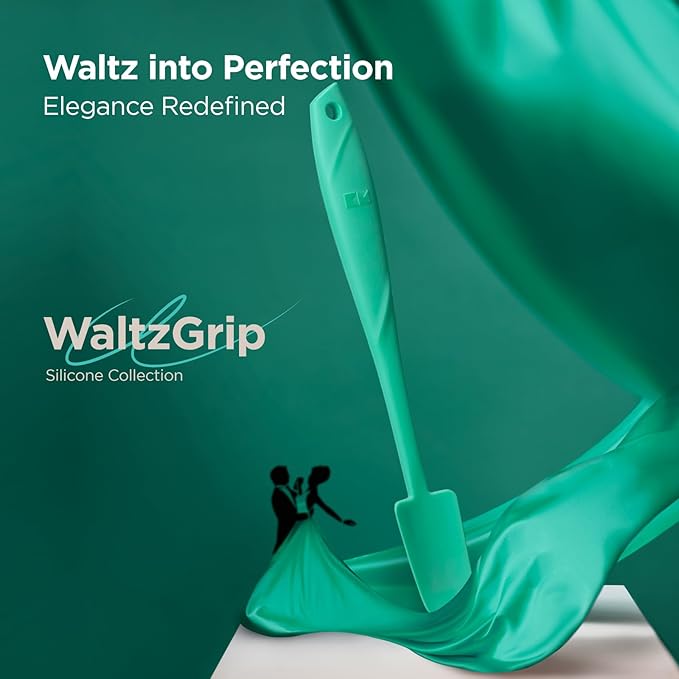 Kitchen Mama WaltzGrip Platinum Silicone Jar & Can Spatula Set, Teal