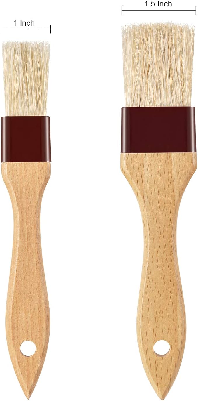 Boao 4 Pcs Pastry Brush, Natural Bristle Basting Brush for Cooking and Baking, BBQ Brushes for Butter, Baster, Oil, Egg, Sauce, Turkey, Grilling, Marinade and Kitchen Food(1 Inch, 1 1/2 Inch)